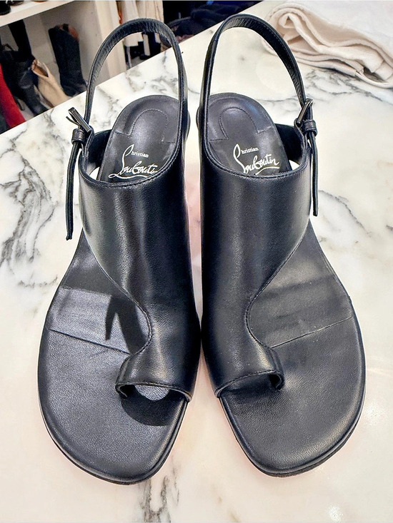 Christian Louboutin Shoes - Authentic Christian Louboutin Miss Z Thong Slingback Sandal Black Heels